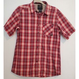 5.11 Tactical Breaker Shirt Mens Small S Red Plaid Snap Button Short Sleeve